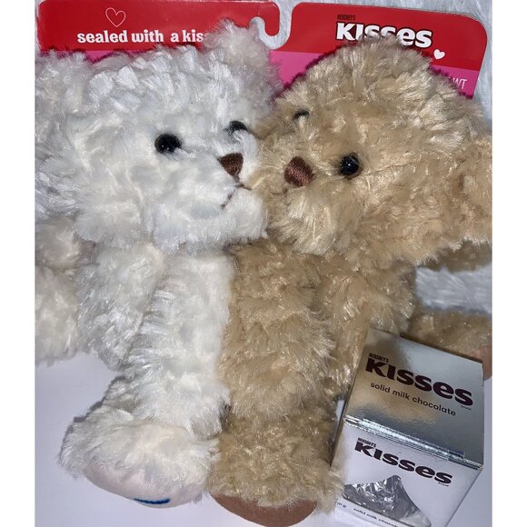 Hersheys Kisses Sealed With A Kiss Plush Bear Set & Solid Milk Chocolate Kiss - Picture 1 of 13